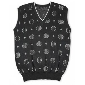 Vintage Bill Blass Black/Silver Lurex Knit Sweater Vest 1991 Made USA V-Neck M/L